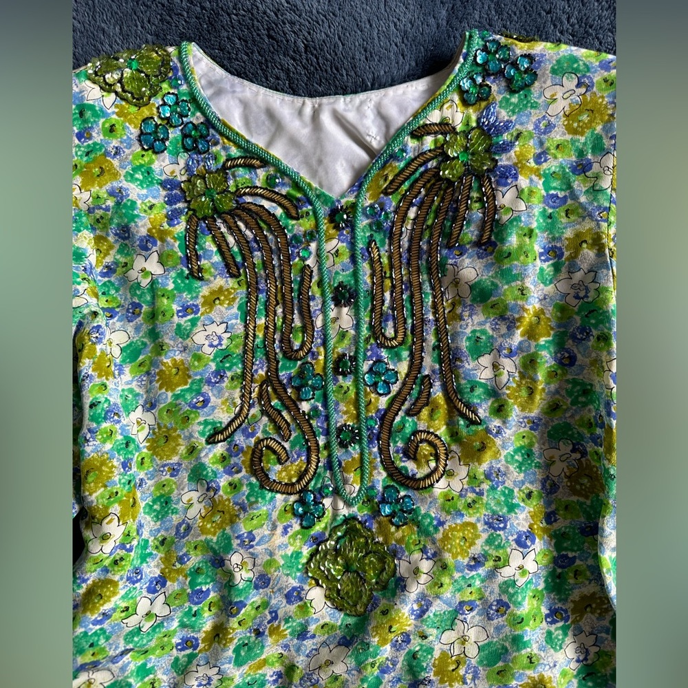 Flower silk dress/size M/